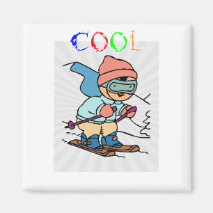 Cool Funny Skier   skiing designs   skiing funny Magnet