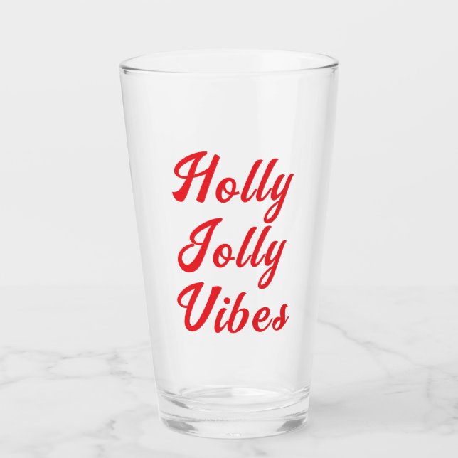 Cool Funny Stylish Modern Merry Christmas beer Glass (Front)