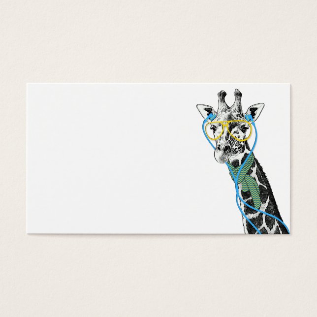 Cool funny trendy giraffe with glasses, earphones (Front)