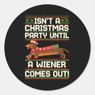 Cool Funny Wiener Dog Christmas Dachshund Holiday  Classic Round Sticker