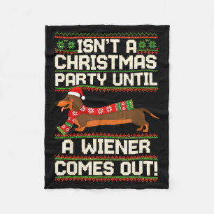 Cool Funny Wiener Dog Christmas Dachshund Holiday  Fleece Blanket