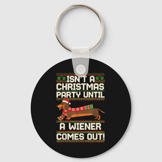 Cool Funny Wiener Dog Christmas Dachshund Holiday  Keychain (Front)