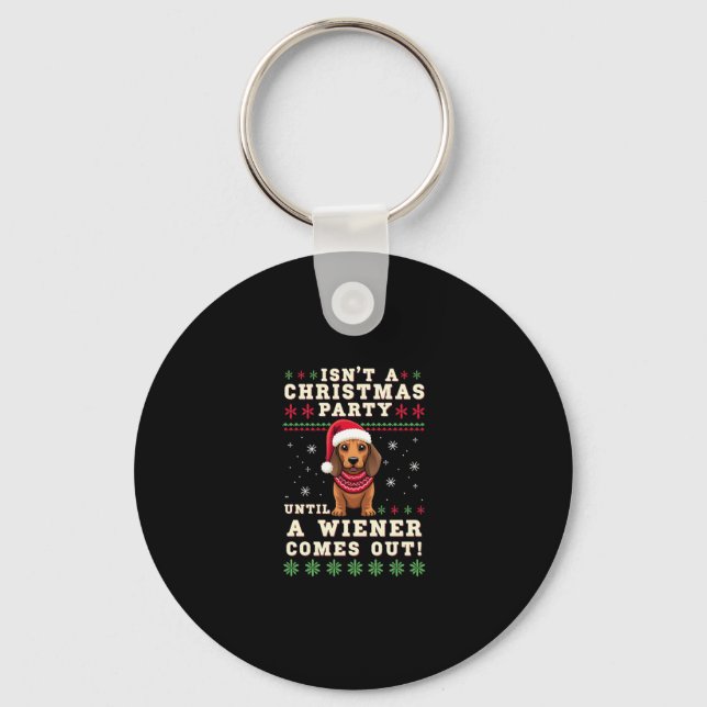 Cool Funny Wiener Dog Christmas Dachshund Holiday  Keychain (Front)