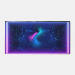 Cool Futuristic Circuit Neon Gaming BackGround Desk Mat