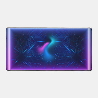 Cool Futuristic Circuit Neon Gaming BackGround Desk Mat