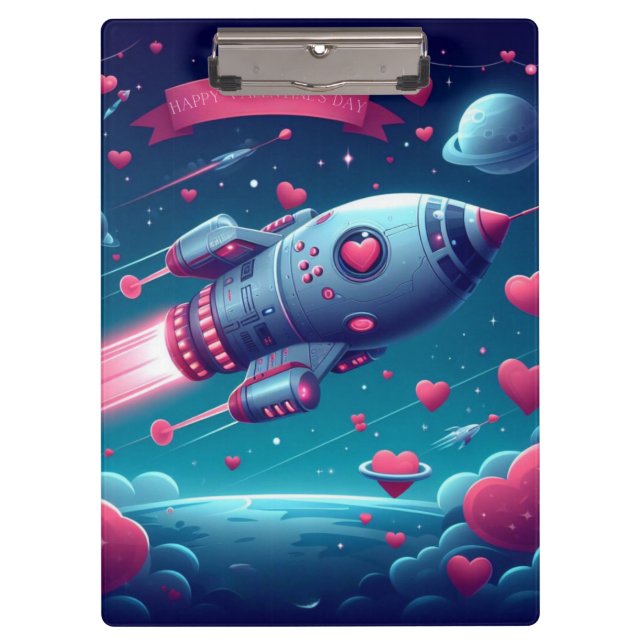 Cool/futuristic spaceship valentine's day clipboard (Front)