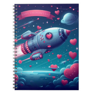 Cool/futuristic spaceship valentine's day notebook
