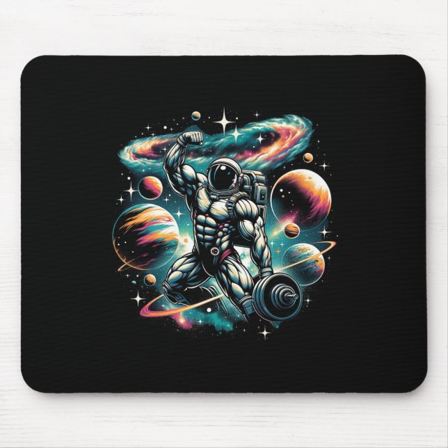 Cool Galaxy Bodybuilder Astronaut On Bodybuilding  Mouse Pad (Front)
