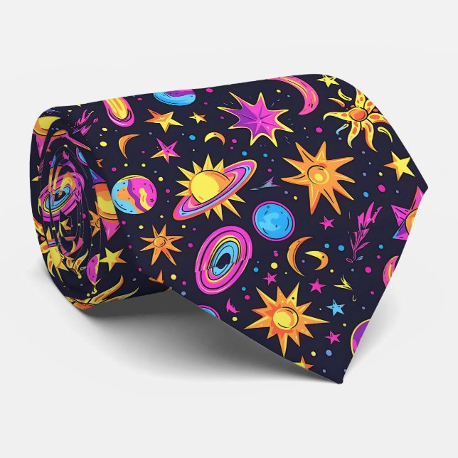 Cool galaxy disco tiled pattern  tie (Rolled)