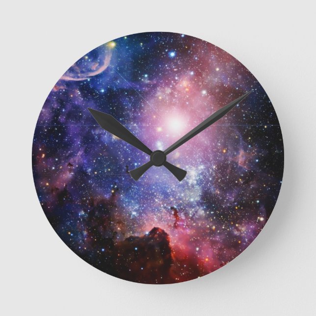 Cool galaxy nebula round clock (Front)