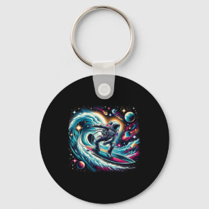 Cool Galaxy Surfer Astronaut On Surfing Keychain