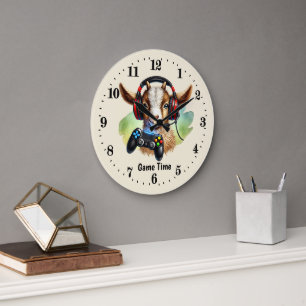 Cool game time customizable goat large clock