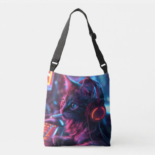 Cool Gamer Cat Smoking Funny Crossbody Bag