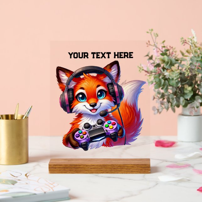 Cool Gamer fox add text Acrylic Sign (Wedding)