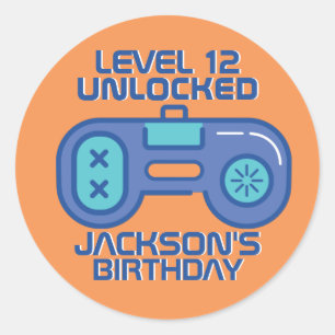 Cool Gamer Level Unlocked Gaming Boy Birthday Classic Round Sticker