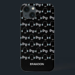 Cool Gamer Personalized Gaming Pattern Black iPhone 13 Case<br><div class="desc">Awesome custom gaming iPhone 13 case with a cool video game controller and headphone pattern for a gamer. Personalize with a name in white on the black phone case.</div>