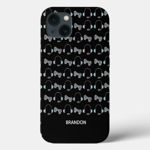 Cool Gamer Personalized Gaming Pattern Black iPhone 13 Case