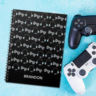 Cool Gamer Personalized Gaming Pattern Black Notebook