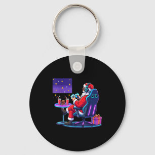 Cool Gamer Santa Playing Games Christmas Boys Styl Keychain