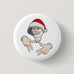 Cool Gangsta Hip Hop Hand Rap Santa Claus 1 Inch Round Button