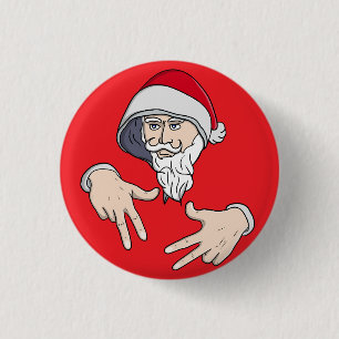 Cool Gangsta Hip Hop Hand Rap Santa Claus 1 Inch Round Button