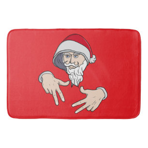 Cool Gangsta Hip Hop Hand Rap Santa Claus Bath Mat