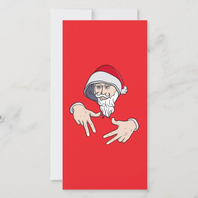Cool Gangsta Hip Hop Hand Rap Santa Claus Holiday Card (Front)