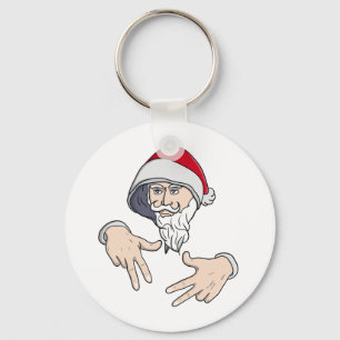 Cool Gangsta Hip Hop Hand Rap Santa Claus Keychain