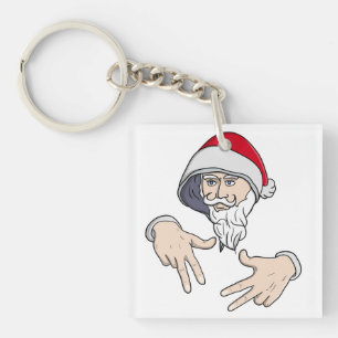 Cool Gangsta Hip Hop Hand Rap Santa Claus Keychain