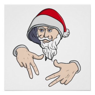Cool Gangsta Hip Hop Hand Rap Santa Claus Poster