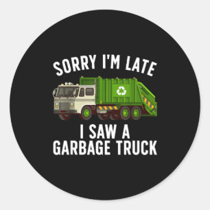 Cool Garbage Truck Art For Men Women Kids Garbage  Classic Round Sticker