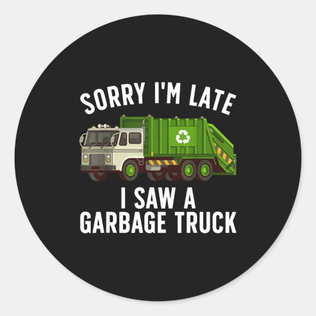 Cool Garbage Truck Art For Men Women Kids Garbage  Classic Round Sticker (Front)