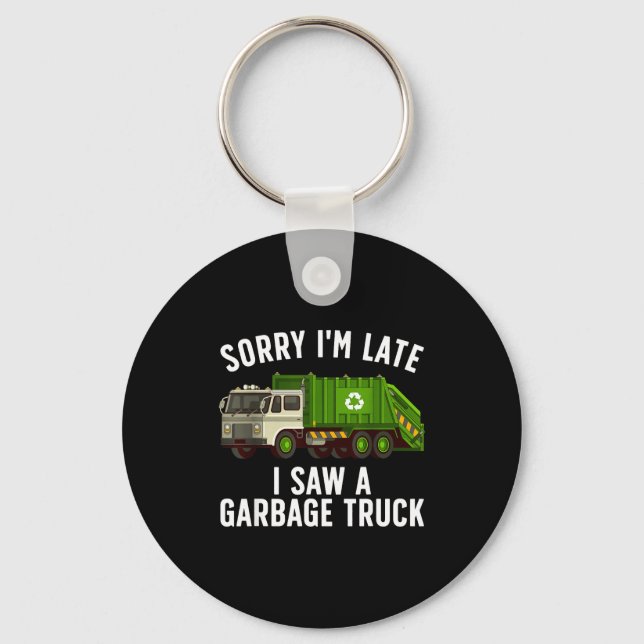 Cool Garbage Truck Art For Men Women Kids Garbage  Keychain (Front)