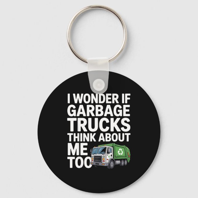 Cool Garbage Truck Design For Men Women Trash Garb Keychain (Front)