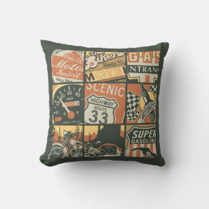 Cool Generic 9-Frame Motorcycle Throw Pillow