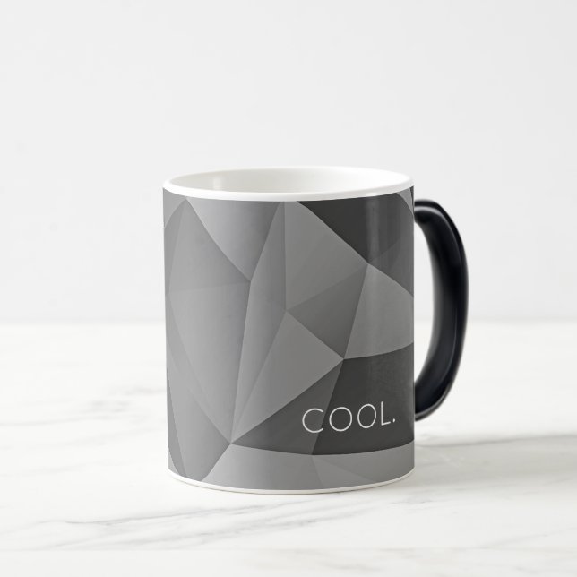 COOL. Geometric Angles Modern Greys Abstract Fun Magic Mug (Front Right)