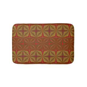 Cool Geometric Earthy Brown Yellow Ethnic Tribal Bath Mat