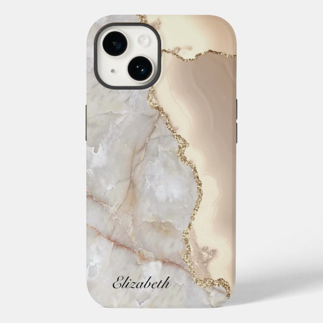 Cool Geometric Gold Cream Marble   Case-Mate iPhone Case (Back)