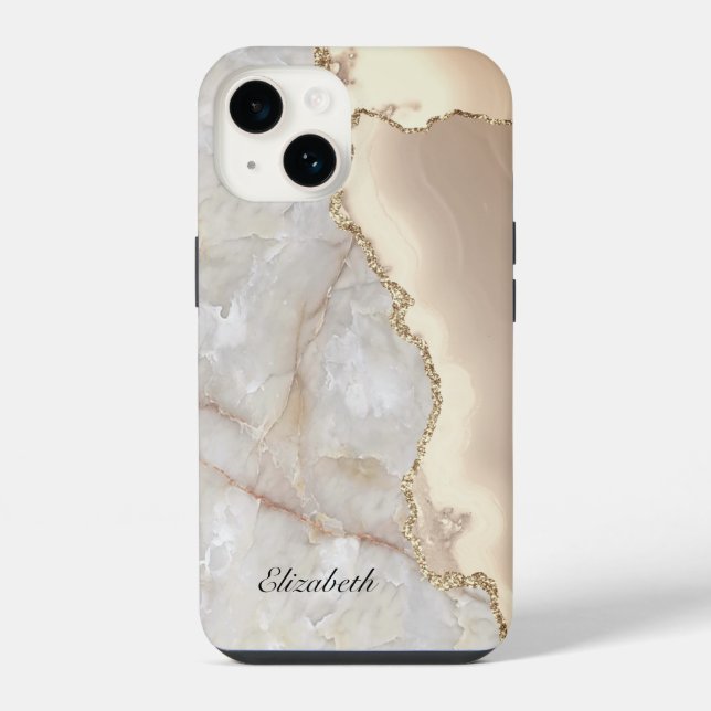 Cool Geometric Gold Cream Marble   iPhone Case (Back)