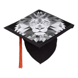 Cool Geometric Lion Head Graduation Cap Topper