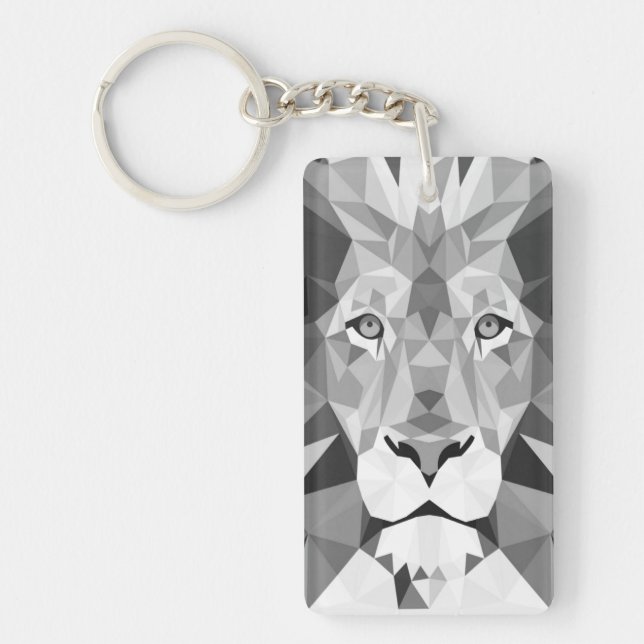 Cool Geometric Lion Head Keychain (Front)