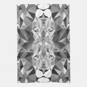 Cool Geometric Lion Head Kitchen Towel