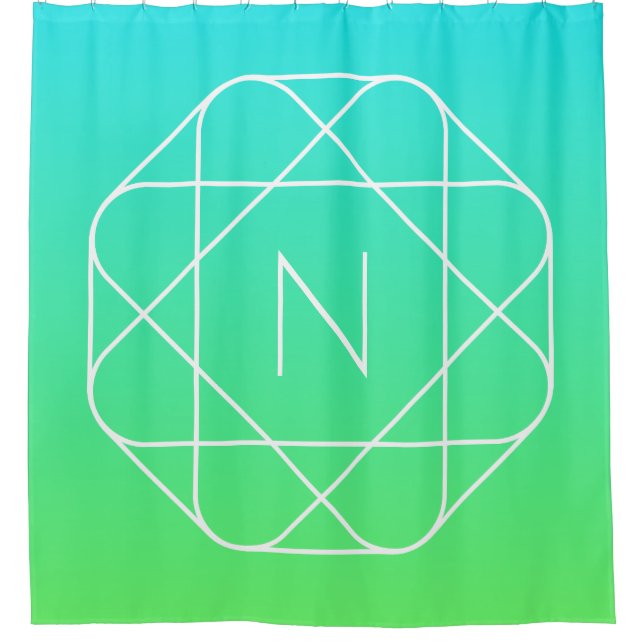 Cool Geometric Monogram | Blue & Lime Green Ombre (Front)