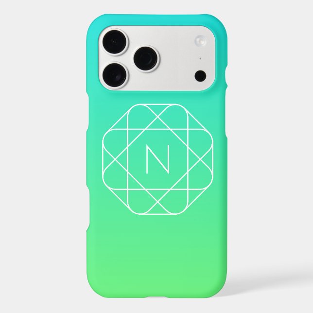 Cool Geometric Monogram | Blue & Lime Green Ombre (Back)