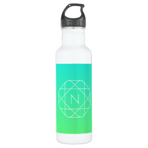Cool Geometric Monogram Blue & Lime Green Ombre 710 Ml Water Bottle