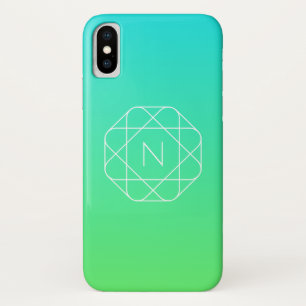 Cool Geometric Monogram   Blue & Lime Green Ombre Case-Mate iPhone Case