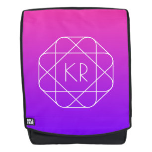 Cool Geometric Monogram   Magenta Purple Violet Backpack