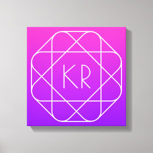 Cool Geometric Monogram Magenta Purple Violet Canvas Print