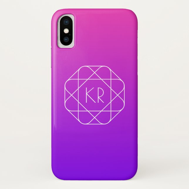 Cool Geometric Monogram | Magenta Purple Violet Case-Mate iPhone Case (Back)