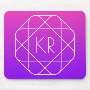 Cool Geometric Monogram Magenta Purple Violet Mouse Pad